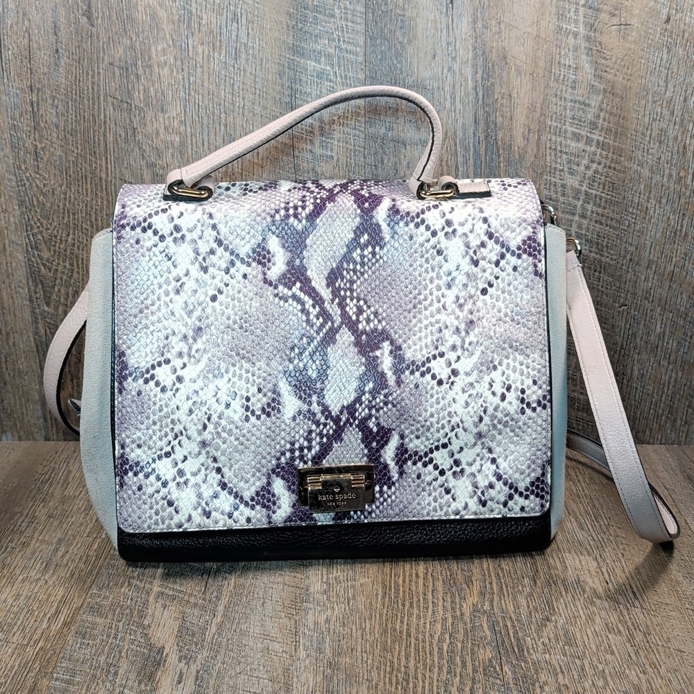 KATE SPADE Magnolia Park Laurel Purse Snakeskin Leather Flap Purse Shoulder Bag